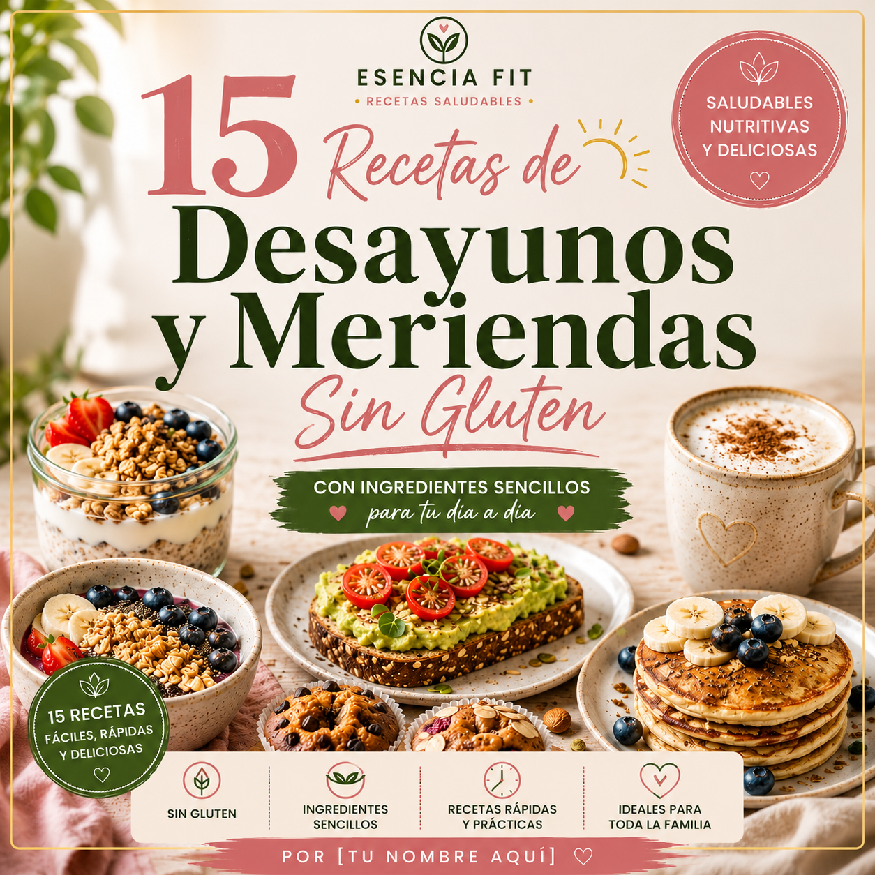 Recetario Digital de Desayunos y Meriendas Sin Gluten | 15 Recetas Rápidas y Saludables para Toda la Familia